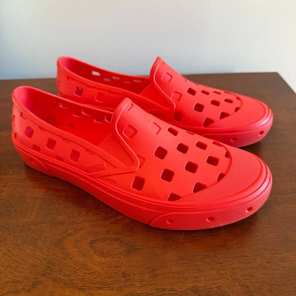 Vans Men’s Slip-On Perforated Boat Shoes in Red